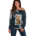 New Zealand Weka Off Shoulder Sweater Maori Hen Koru Pattern - Aussie Hoodie