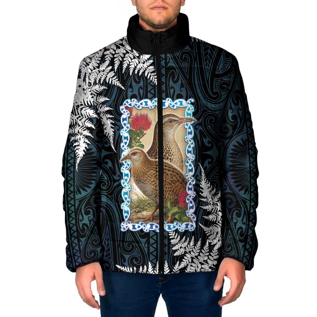 New Zealand Weka Padded Jacket Maori Hen Koru Pattern - Aussie Hoodie