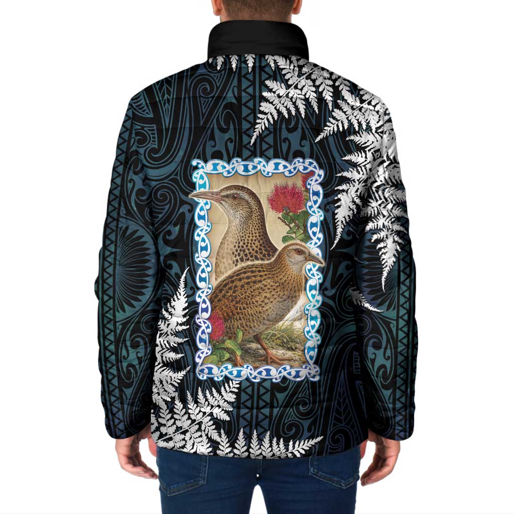 New Zealand Weka Padded Jacket Maori Hen Koru Pattern - Aussie Hoodie