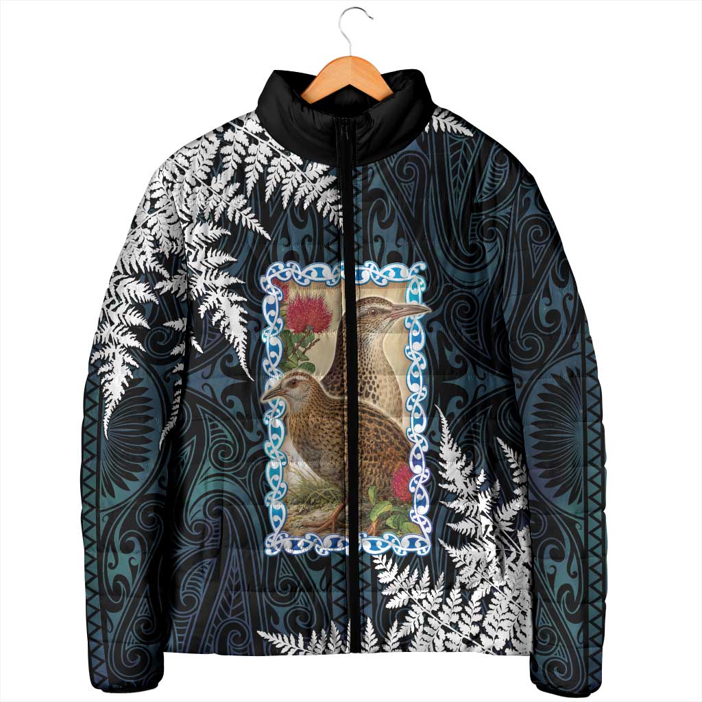 New Zealand Weka Padded Jacket Maori Hen Koru Pattern - Aussie Hoodie