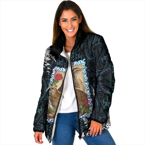 New Zealand Weka Padded Jacket Maori Hen Koru Pattern - Aussie Hoodie