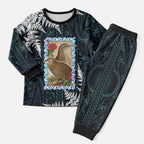 New Zealand Weka Christmas Pajama Set Maori Hen Koru Pattern