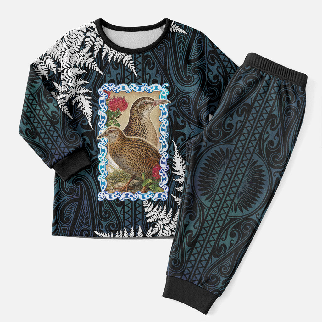 New Zealand Weka Christmas Pajama Set Maori Hen Koru Pattern