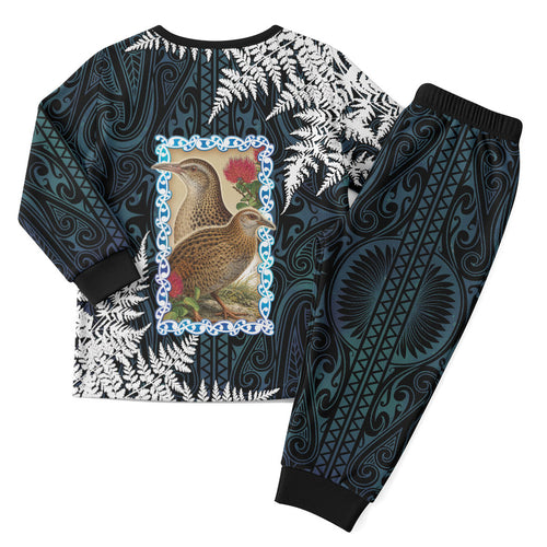 New Zealand Weka Christmas Pajama Set Maori Hen Koru Pattern