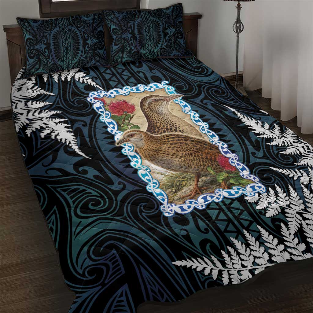 New Zealand Weka Quilt Bed Set Maori Hen Koru Pattern - Aussie Hoodie