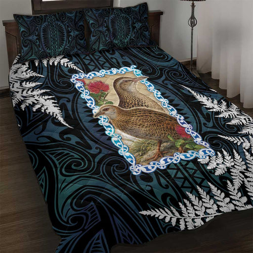New Zealand Weka Quilt Bed Set Maori Hen Koru Pattern - Aussie Hoodie