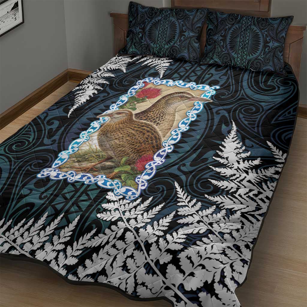 New Zealand Weka Quilt Bed Set Maori Hen Koru Pattern - Aussie Hoodie
