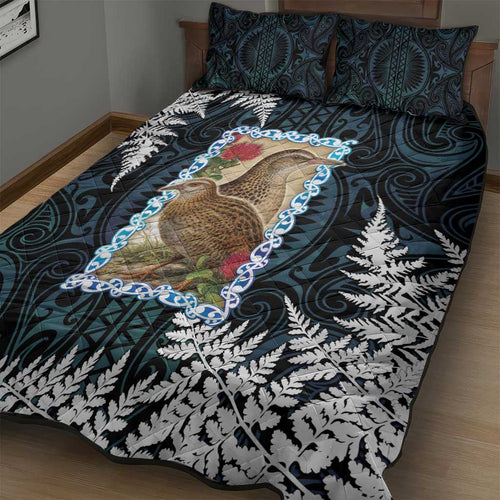 New Zealand Weka Quilt Bed Set Maori Hen Koru Pattern - Aussie Hoodie