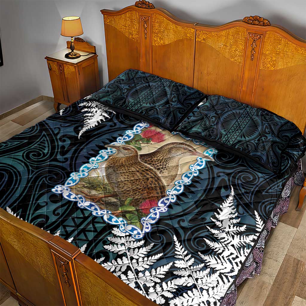 New Zealand Weka Quilt Bed Set Maori Hen Koru Pattern - Aussie Hoodie