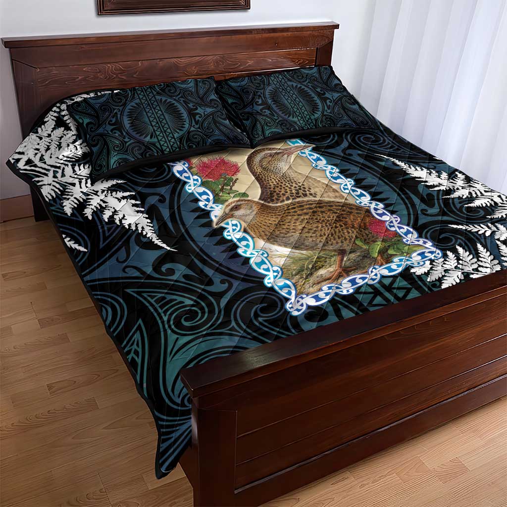 New Zealand Weka Quilt Bed Set Maori Hen Koru Pattern - Aussie Hoodie