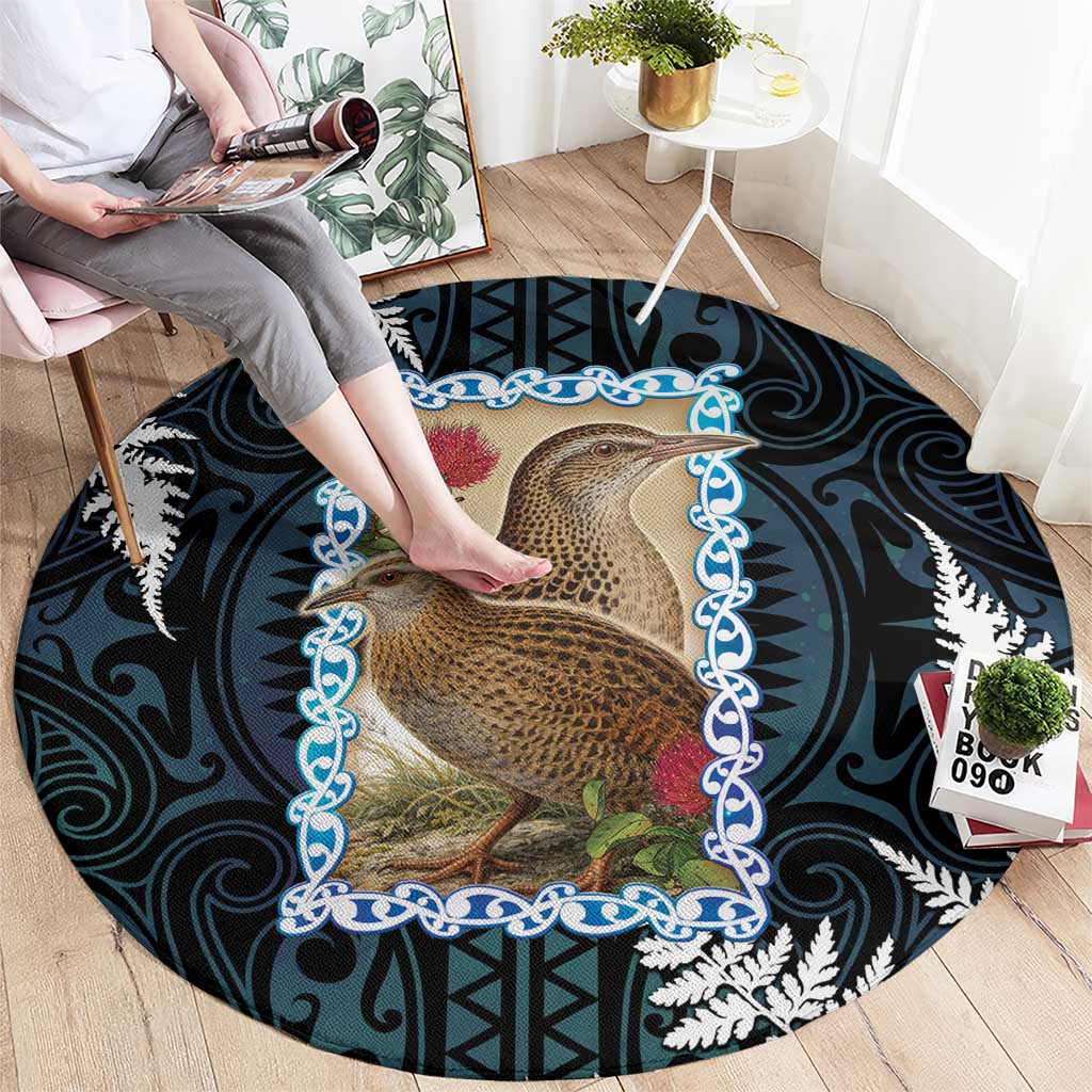 New Zealand Weka Round Carpet Maori Hen Koru Pattern - Aussie Hoodie