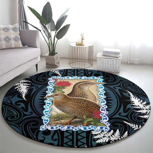 New Zealand Weka Round Carpet Maori Hen Koru Pattern - Aussie Hoodie
