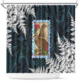 New Zealand Weka Shower Curtain Maori Hen Koru Pattern - Aussie Hoodie