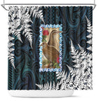 New Zealand Weka Shower Curtain Maori Hen Koru Pattern - Aussie Hoodie