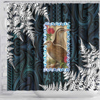 New Zealand Weka Shower Curtain Maori Hen Koru Pattern - Aussie Hoodie