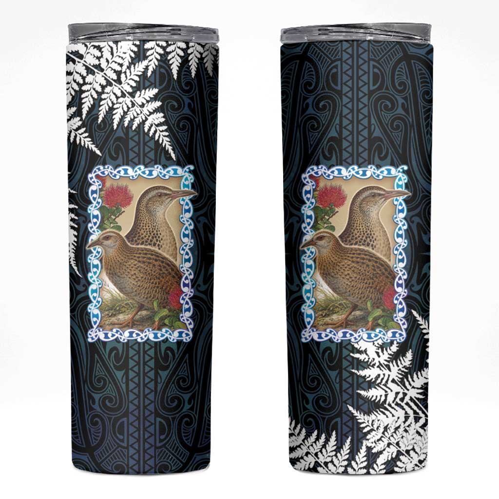 New Zealand Weka Skinny Tumbler Maori Hen Koru Pattern - Aussie Hoodie