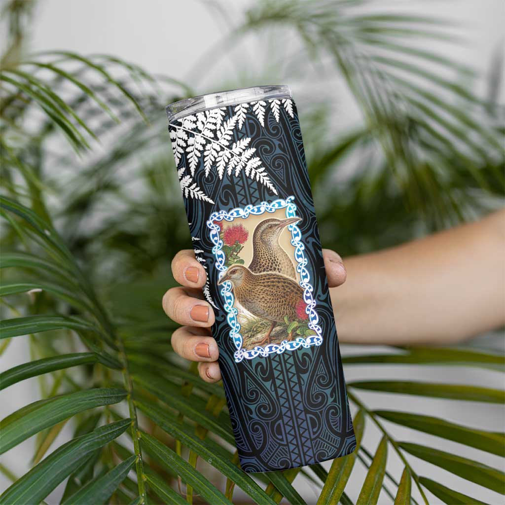 New Zealand Weka Skinny Tumbler Maori Hen Koru Pattern - Aussie Hoodie