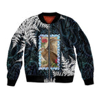 New Zealand Weka Sleeve Zip Bomber Jacket Maori Hen Koru Pattern - Aussie Hoodie