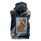 New Zealand Weka Sleeveless Hoodie Maori Hen Koru Pattern - Aussie Hoodie