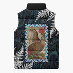 New Zealand Weka Sleeveless Puffer Jacket Maori Hen Koru Pattern - Aussie Hoodie