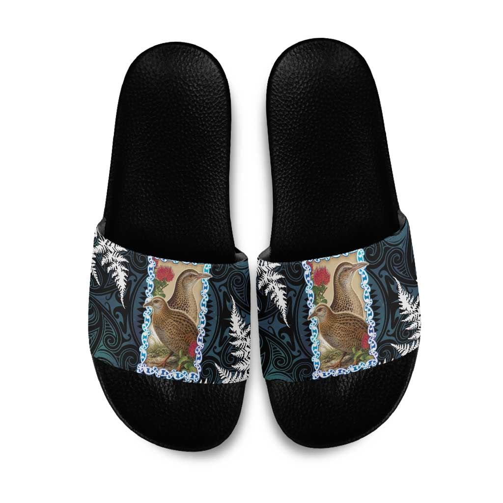 New Zealand Weka Slide Sandals Maori Hen Koru Pattern - Aussie Hoodie