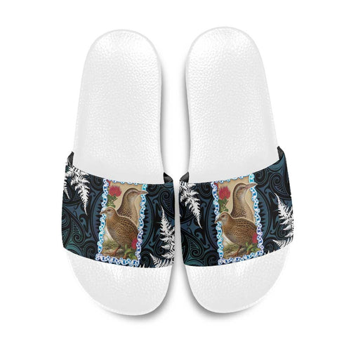 New Zealand Weka Slide Sandals Maori Hen Koru Pattern - Aussie Hoodie