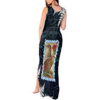 New Zealand Weka Tank Maxi Dress Maori Hen Koru Pattern - Aussie Hoodie