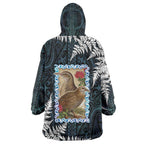 New Zealand Weka Wearable Blanket Hoodie Maori Hen Koru Pattern - Aussie Hoodie