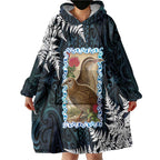 New Zealand Weka Wearable Blanket Hoodie Maori Hen Koru Pattern - Aussie Hoodie