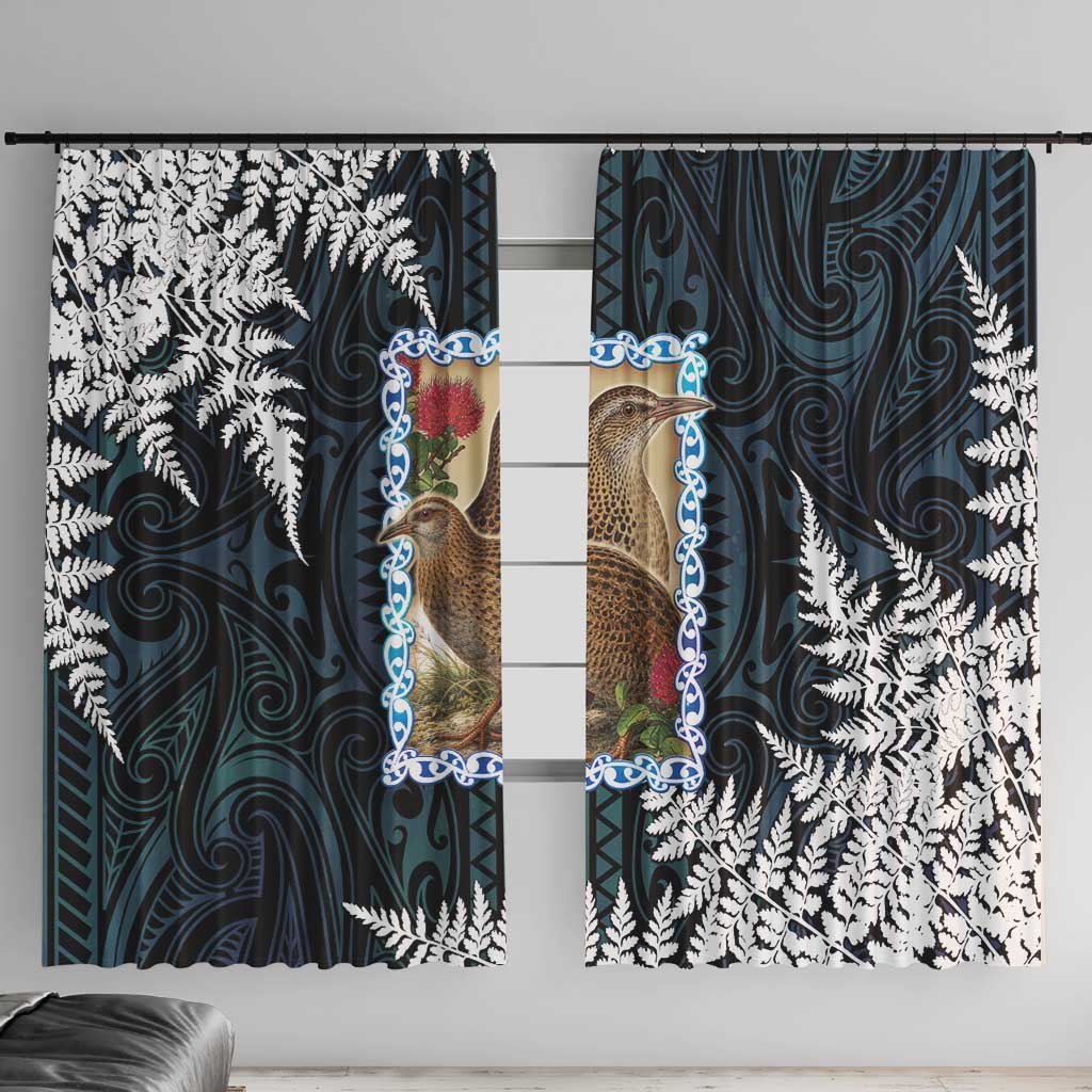 New Zealand Weka Window Curtain Maori Hen Koru Pattern - Aussie Hoodie