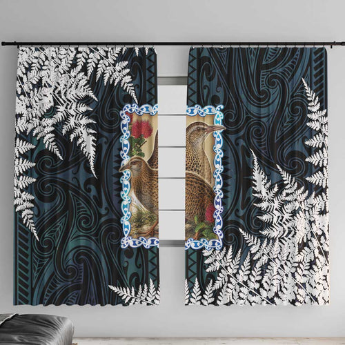 New Zealand Weka Window Curtain Maori Hen Koru Pattern - Aussie Hoodie