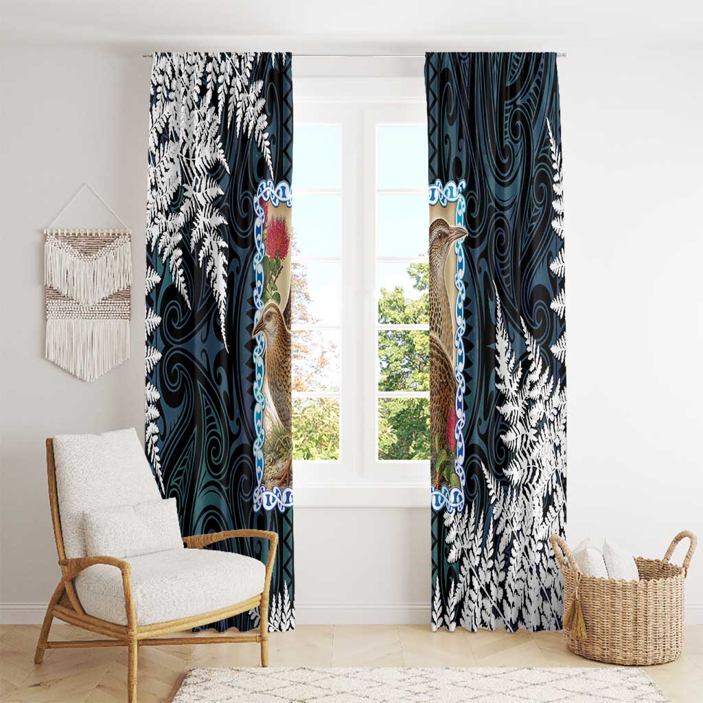New Zealand Weka Window Curtain Maori Hen Koru Pattern - Aussie Hoodie