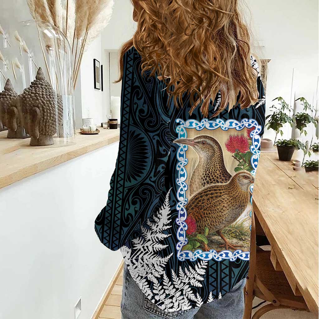 New Zealand Weka Women Casual Shirt Maori Hen Koru Pattern - Aussie Hoodie