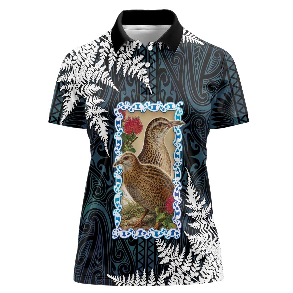 New Zealand Weka Women Polo Shirt Maori Hen Koru Pattern - Aussie Hoodie