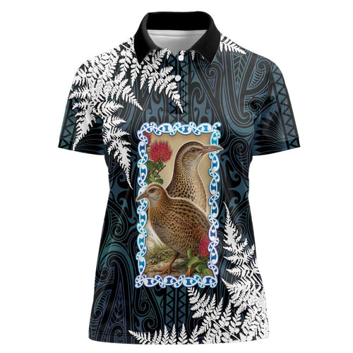 New Zealand Weka Women Polo Shirt Maori Hen Koru Pattern - Aussie Hoodie