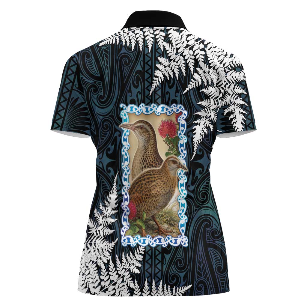 New Zealand Weka Women Polo Shirt Maori Hen Koru Pattern - Aussie Hoodie