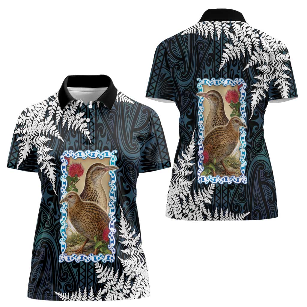 New Zealand Weka Women Polo Shirt Maori Hen Koru Pattern - Aussie Hoodie