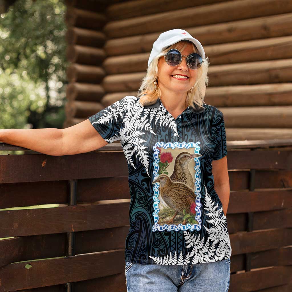 New Zealand Weka Women Polo Shirt Maori Hen Koru Pattern - Aussie Hoodie