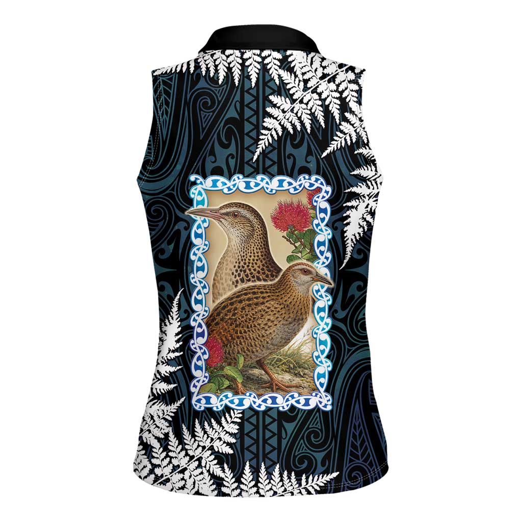 New Zealand Weka Women Sleeveless Polo Shirt Maori Hen Koru Pattern - Aussie Hoodie