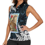 New Zealand Weka Women Sleeveless Polo Shirt Maori Hen Koru Pattern - Aussie Hoodie