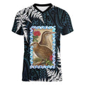 New Zealand Weka Women V-Neck T-Shirt Maori Hen Koru Pattern - Aussie Hoodie