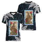 New Zealand Weka Women V-Neck T-Shirt Maori Hen Koru Pattern - Aussie Hoodie