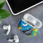 New Zealand Kokako Bird AirPods Case Maori Koru With Kowhai Flowers - Aussie Hoodie
