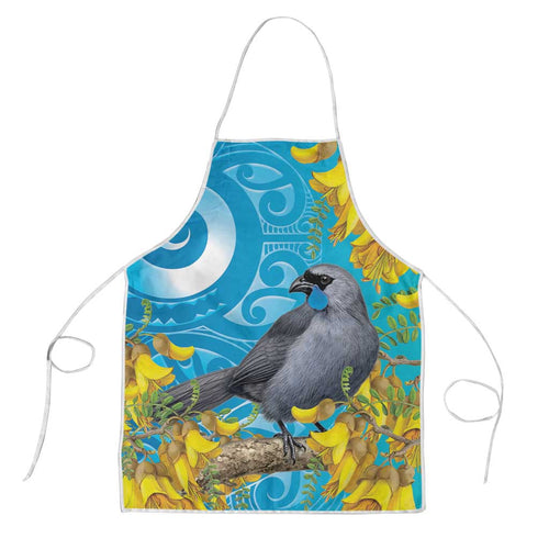New Zealand Kokako Bird Apron Maori Koru With Kowhai Flowers - Aussie Hoodie