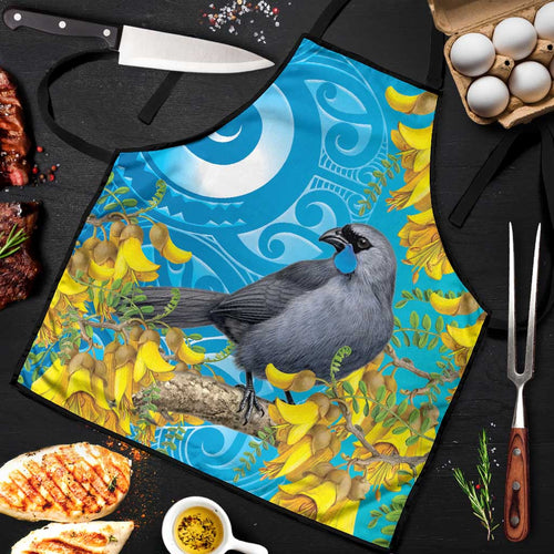 New Zealand Kokako Bird Apron Maori Koru With Kowhai Flowers - Aussie Hoodie