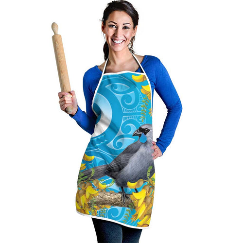 New Zealand Kokako Bird Apron Maori Koru With Kowhai Flowers - Aussie Hoodie