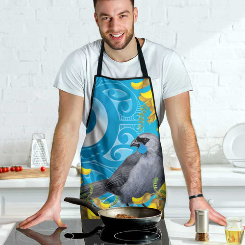 New Zealand Kokako Bird Apron Maori Koru With Kowhai Flowers - Aussie Hoodie