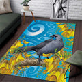 New Zealand Kokako Bird Area Rug Maori Koru With Kowhai Flowers - Aussie Hoodie