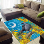 New Zealand Kokako Bird Area Rug Maori Koru With Kowhai Flowers - Aussie Hoodie