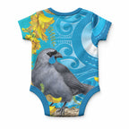 New Zealand Kokako Bird Baby Onesie Maori Koru With Kowhai Flowers